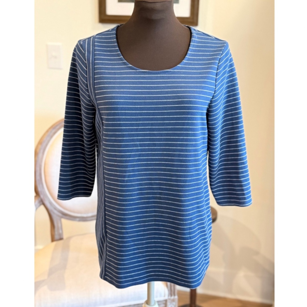 Chico’s Blue Nautical Striped Top - Size 1 (M/8)
